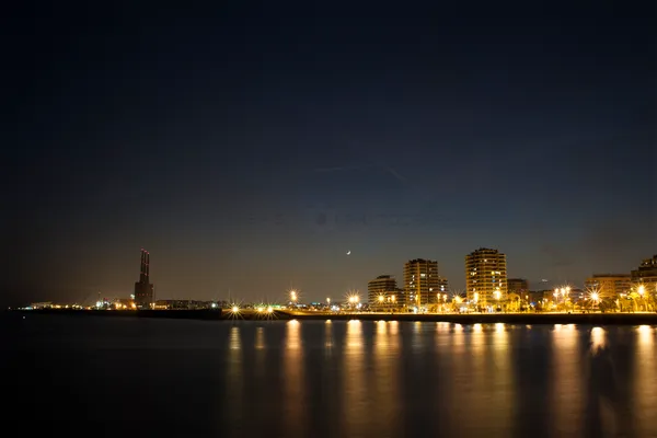 skyline de badalonabarcelona, fotografía nocturna en Badalona