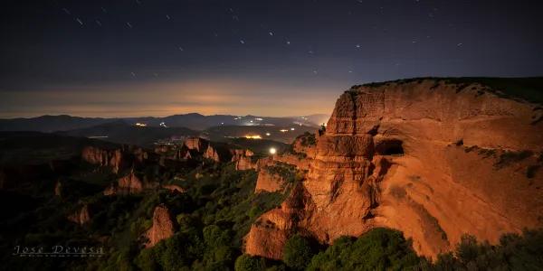 las medulas antigua mina de oro de los romanos, fotografía nocturna en Carucedo