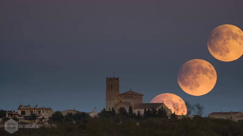 secuencia lunar durante el eclipse