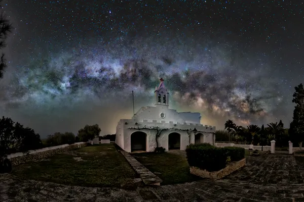Ermita de Sant Joan de Missa, fotografía nocturna en Ciutadella