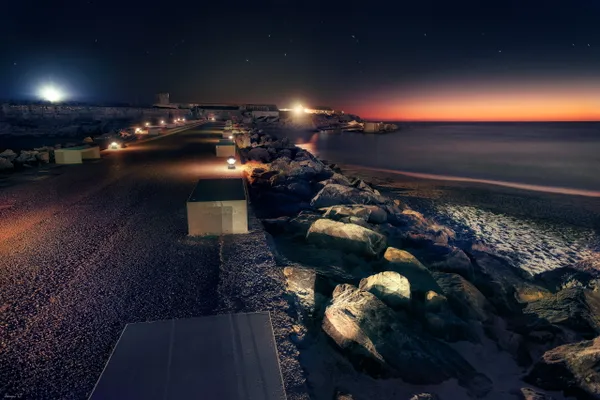isla de las palomas tarifa, fotografía nocturna en Tarifa