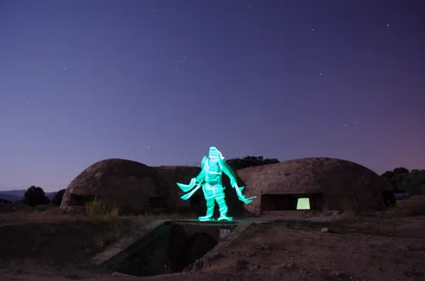 samurai de luz, fotografía nocturna en Colmenar del Arroyo