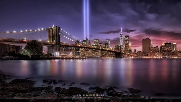 in memoriam september 11, fotografía nocturna en Brooklyn