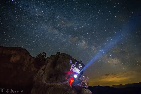 iluminando el cielo detrs de la ermita de la mare de deu de la partussa